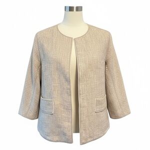 Lafayette 148 New York Linen Blend Open-Front Blazer in Tan Size P (0–2)